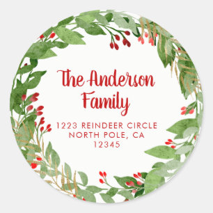 Christmas Wreath Seal Return Address Label