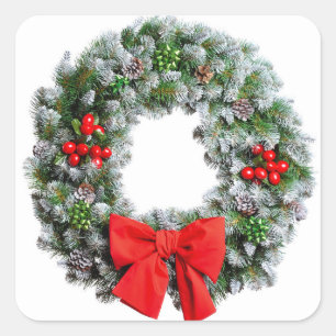 Christmas Wreath Square Sticker