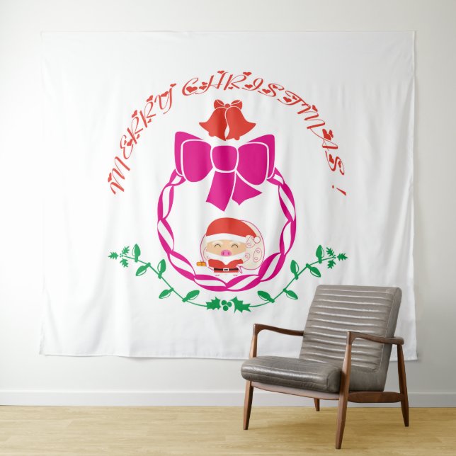 Christmas wreath tapestry (In Situ (Horizontal))