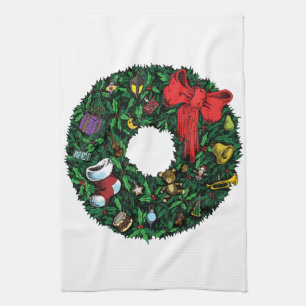 Christmas Wreath Tea Towel