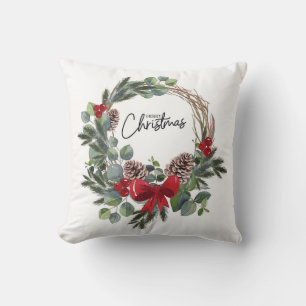 Christmas Wreath Throw Pillow
