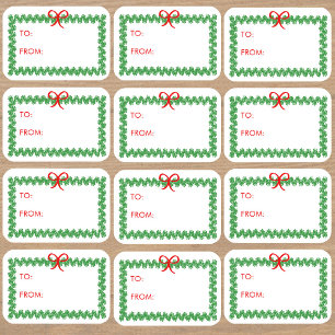 Christmas Wreath 'To and From' Sticker Labels