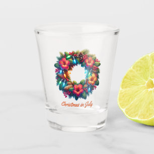 Christmas Wreath Tropical Vibe, Christmas in July Shot Glass