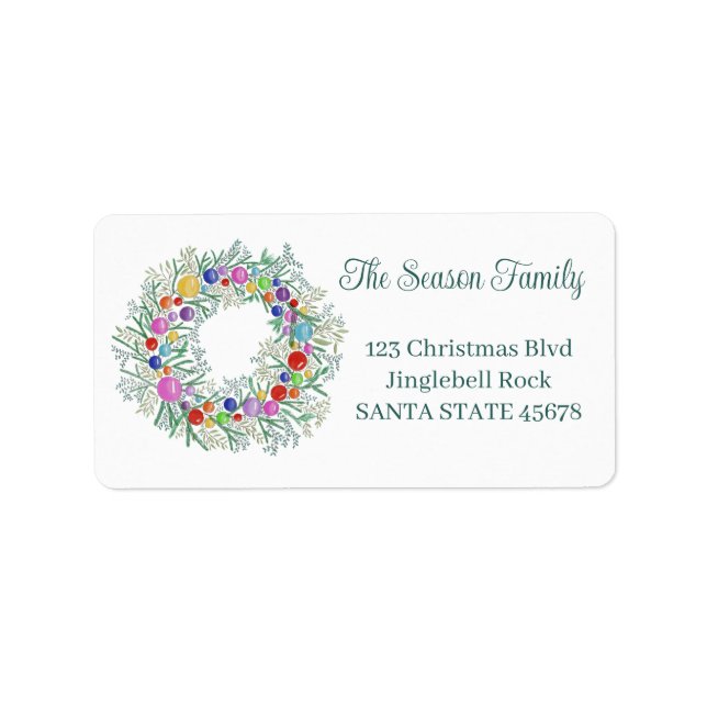 Christmas wreath watercolor label (Front)