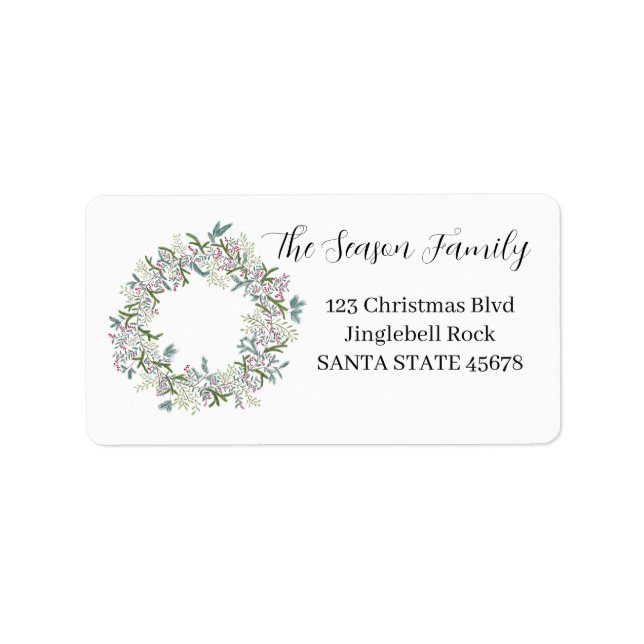 Christmas wreath watercolor label (Front)