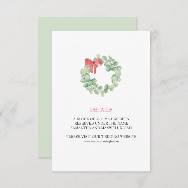 Christmas Wreath Wedding Details Card (Front/Back)