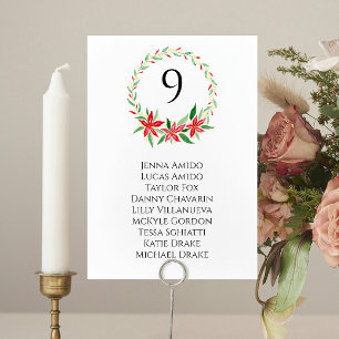 Christmas Wreath Wedding Seating Chart Cards
