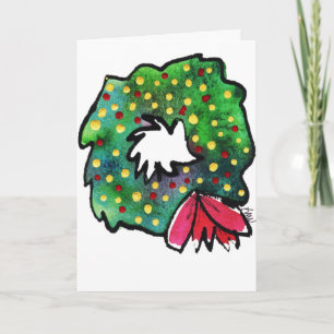Christmas Wreath  Whimsy Greeting Card