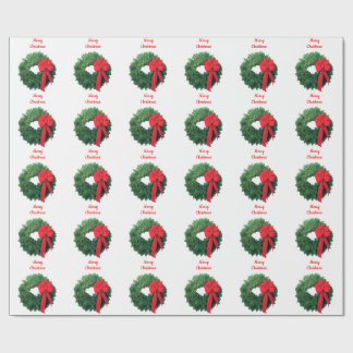 Christmas Wreath White Wrapping Paper
