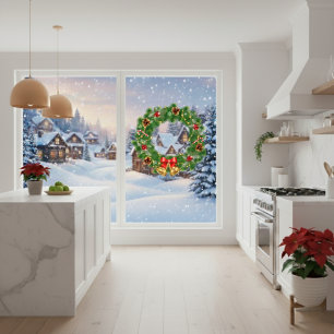 Christmas Wreath Window Cling