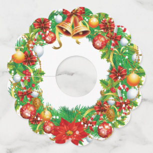 Christmas Wreath Wine Glass Tag