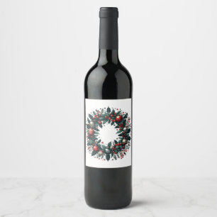 Christmas Wreath Wine Label