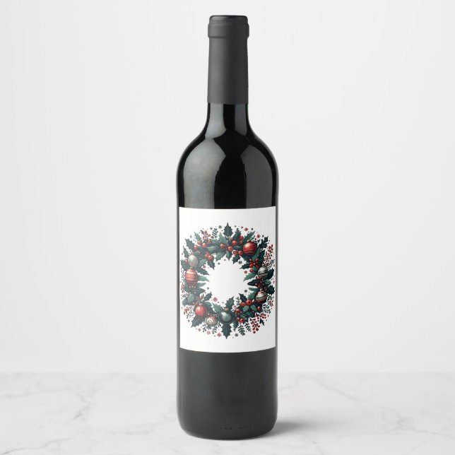Christmas Wreath Wine Label (Front)