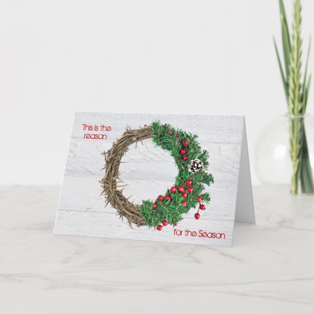 Christmas wreath with crown of thorns holiday card (Front)