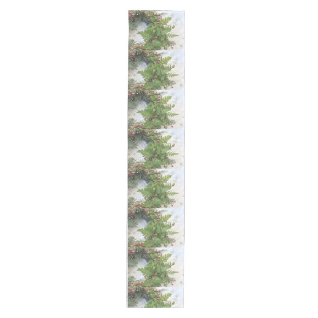 Christmas wreath with ferns medium table runner (Front)
