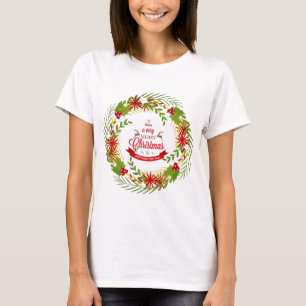 Christmas Wreath with Mistletoe T-Shirt