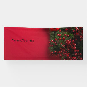 christmas wreath with red berries banner