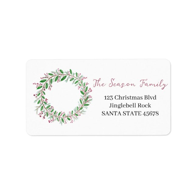 Christmas wreath with red berries label (Front)