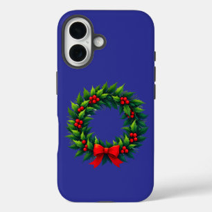 Christmas Wreath with Red Bow iPhone 16 Case