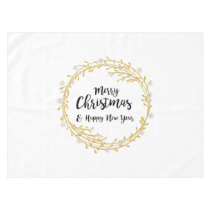 Christmas wreath with silver glitter snowflakes tablecloth
