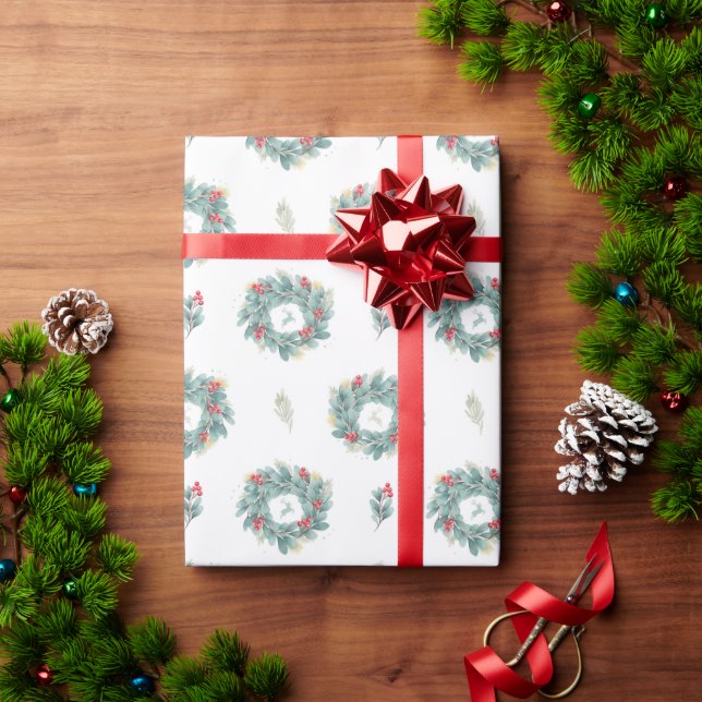 Christmas Wreath Wrapping Paper (Holiday Gift)