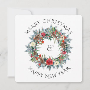 Christmas Wreath & Your Holiday Photo Square Card