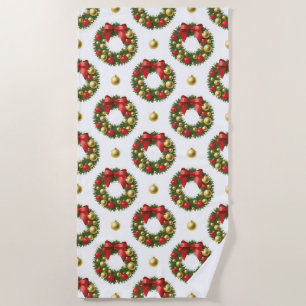 Christmas Wreaths Beach Towel