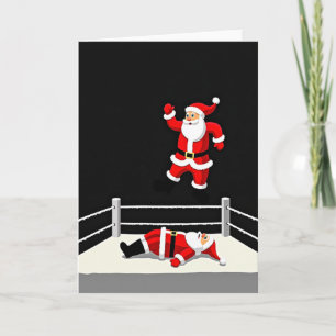 Christmas wrestling Santa Card