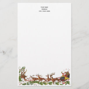 Christmas Xmas Holiday Santa Sleigh #4 Stationery