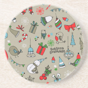 Christmas xmas pattern coaster