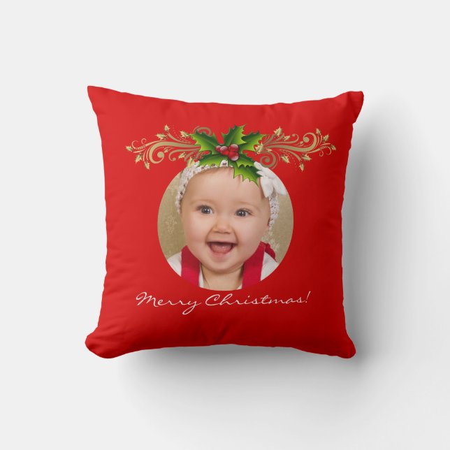 Christmas Xmas Photo Template Baby family Cushion (Front)