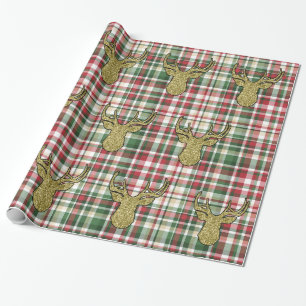Christmas XMAS Plaid Tartan Deer Wrapping Paper