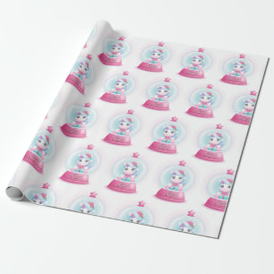 Christmas Xmas Unicorn Snow Globe Cute Wrapping Paper