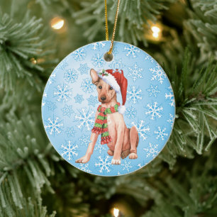 Christmas Xoloitzcuintli Ceramic Tree Decoration