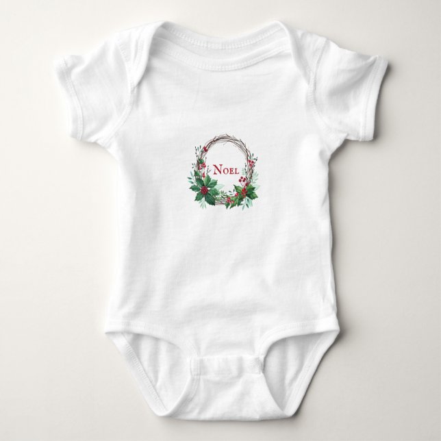 Christmas-y Babes Holly Wreath Baby Body Bodysuit (Front)