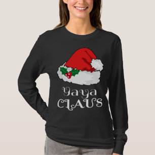 Christmas Yaya Claus Matching Pajama Santa Hat X-m T-Shirt