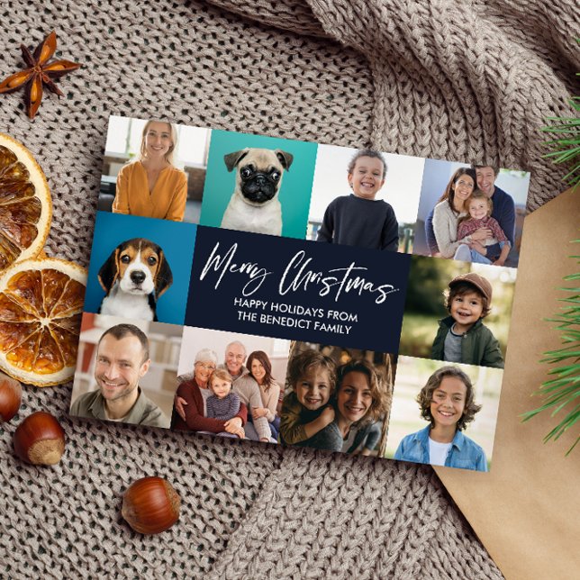 CHRISTMAS YEAR IN REVIEW 10 PHOTOS HOLIDAY CARD (10 instagram famiily photo editable colors merry christmas card year in a review, )