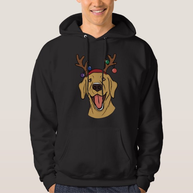 Christmas Yellow Lab Tri Blend Hoodie (Front)