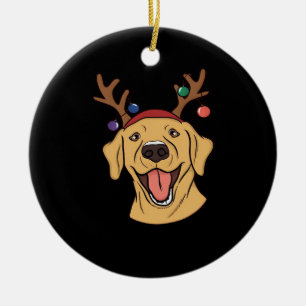 Christmas Yellow Lab Tri-blend T-Shirt Ceramic Tree Decoration