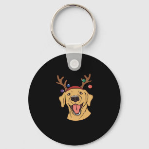 Christmas Yellow Lab Tri-blend T-Shirt Key Ring