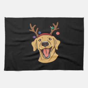 Christmas Yellow Lab Tri-blend T-Shirt Tea Towel