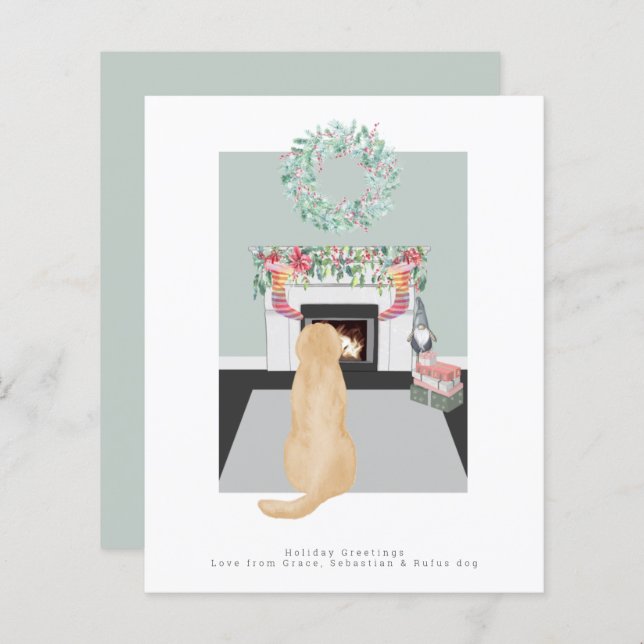 Christmas Yellow Labrador Dog Fireplace Scene (Front/Back)