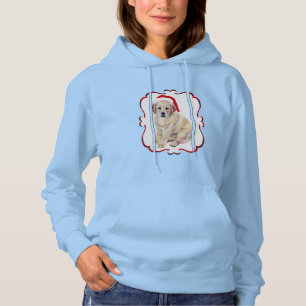 Christmas Yellow Labrador Puppy Tartan Hoodie