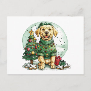 Christmas Yellow Labrador Retriever Dog Postcard