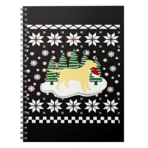 Christmas Yellow Labrador Silhouette Santa Hat Cla Notebook