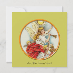 Christmas yellow photo greeting card. holiday card