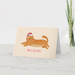 Christmas Yellow Tabby Cat Card