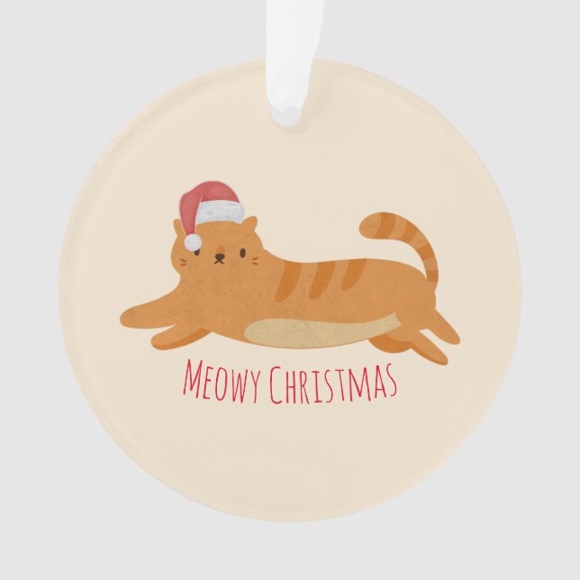 Christmas Yellow Tabby Cat Ornament (Front)