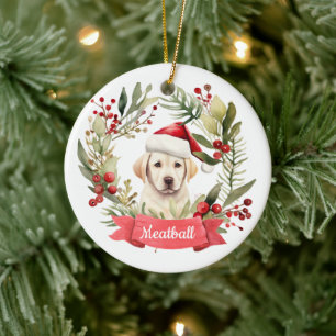 Christmas YellowLab Personalised  Ceramic Ornament