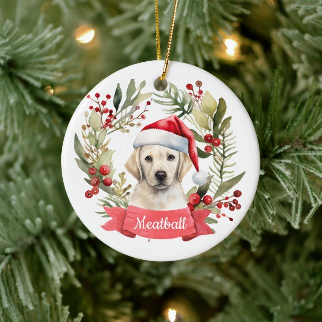 Christmas YellowLab Personalised  Ceramic Ornament (Tree)